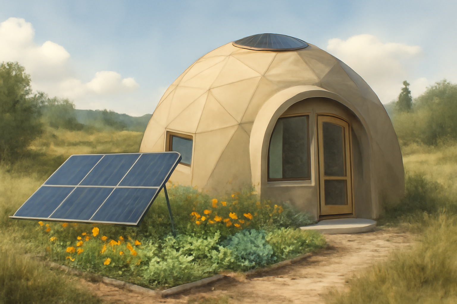 A remote dome home surrounded by nature